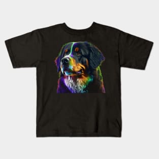 Neon Bernese Mountain Dog Kids T-Shirt